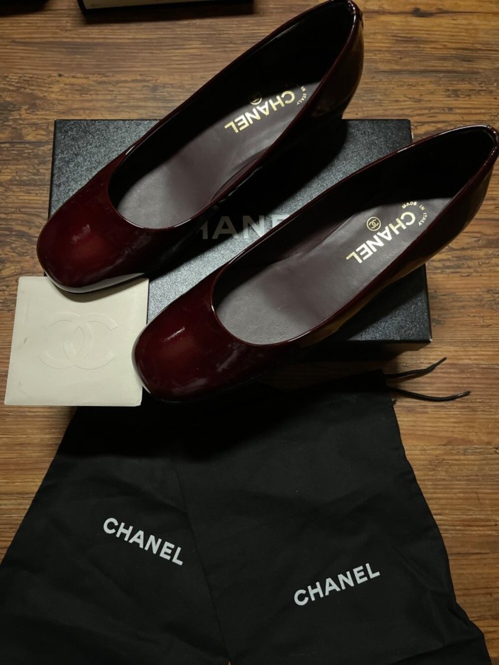 Chanel Patent Leather Ballet Shoes Flat Rare Vintage 41 EUR 11 US New In Box - Picture 6 of 16